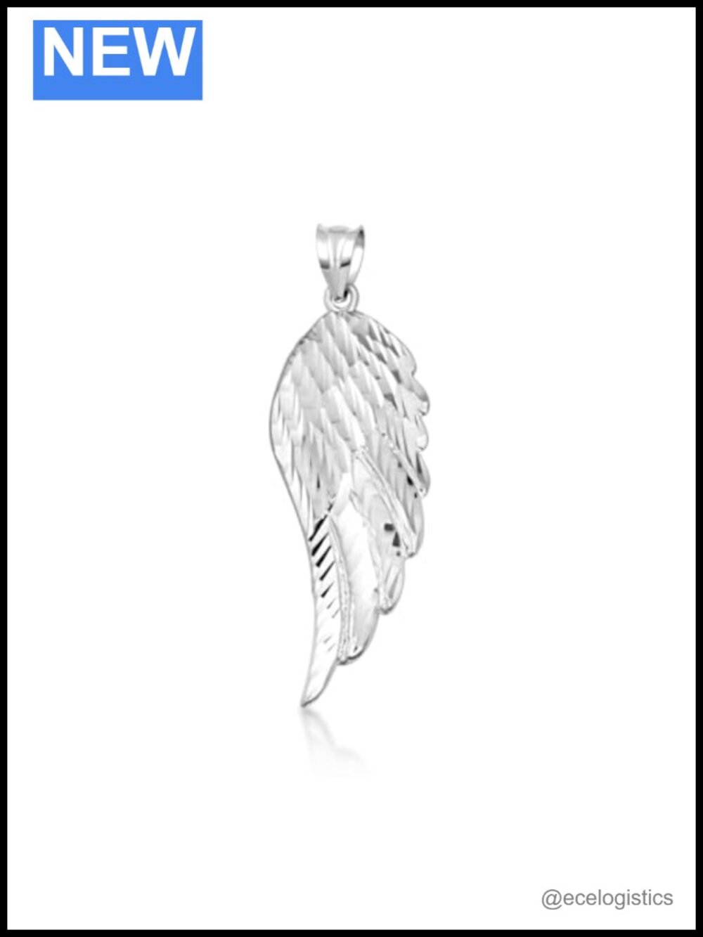 Sterling Silver Angel Wing Charm Pendant Necklace